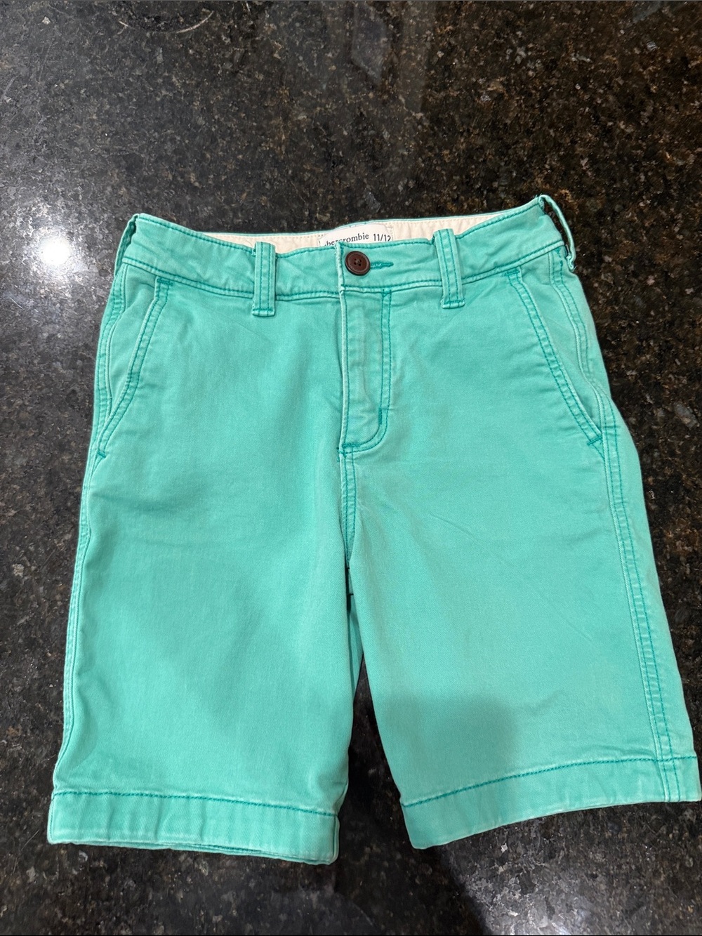 abercrombie kids Mint Green Cotton Flat Front Shorts